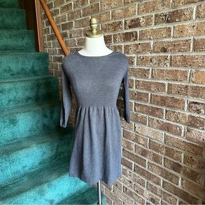 VTG Y2K GAP Quarter Sleeve Cinch Waist Dark Gray Babydoll Sweater Dress